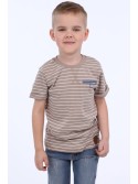 Beige striped boys\' T-shirt NDZ4474 - Online store - Boutique